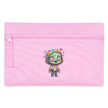 Farbenfroher Zombie im Hoodie - Federtasche - Rosa - Vorne