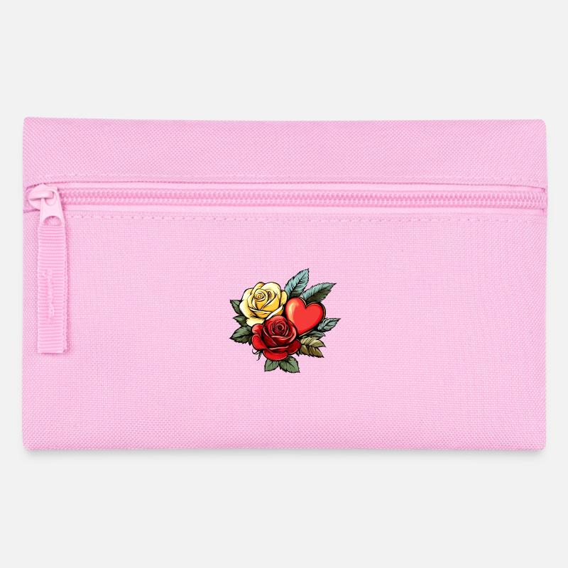Rose Herz Liebe Valentinstag - Federtasche - Rosa