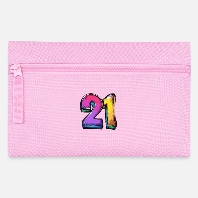 21 Number Colorful - Pencil Case - pink