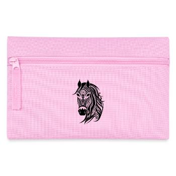 Elegantes Pferde Porträt Tattoo Style - Federtasche - Rosa - Vorne
