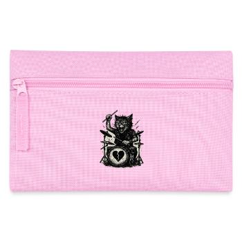 Katze spielt Schlagzeug Punk Rock Music - Federtasche - Rosa - Vorne