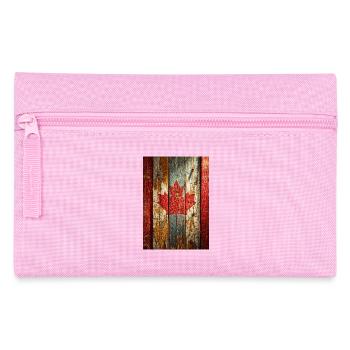 Rustic Maple Flag on Weathered Wood, Canadian Flag - Pencil Case - pink - Front