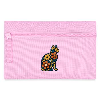 Flower cat in midnight blue - Pencil Case - pink - Front