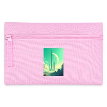 Retro futuristische Weltraumlandschaften 1960er Jahre Ästhetik - Federtasche - Rosa - Vorne