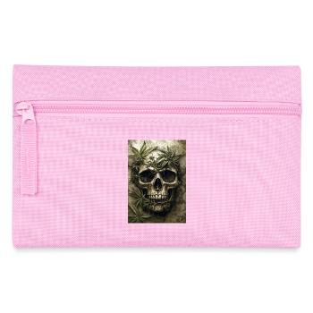 Schädel mit Hanfblättern - Federtasche - Rosa - Vorne