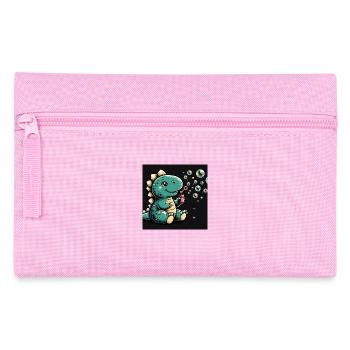Dino mit Seifenblasen im All - Federtasche - Rosa - Vorne