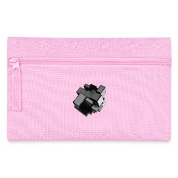 Silbergrauer unstrukturierter Würfel in der Perspektive - Federtasche - Rosa - Vorne