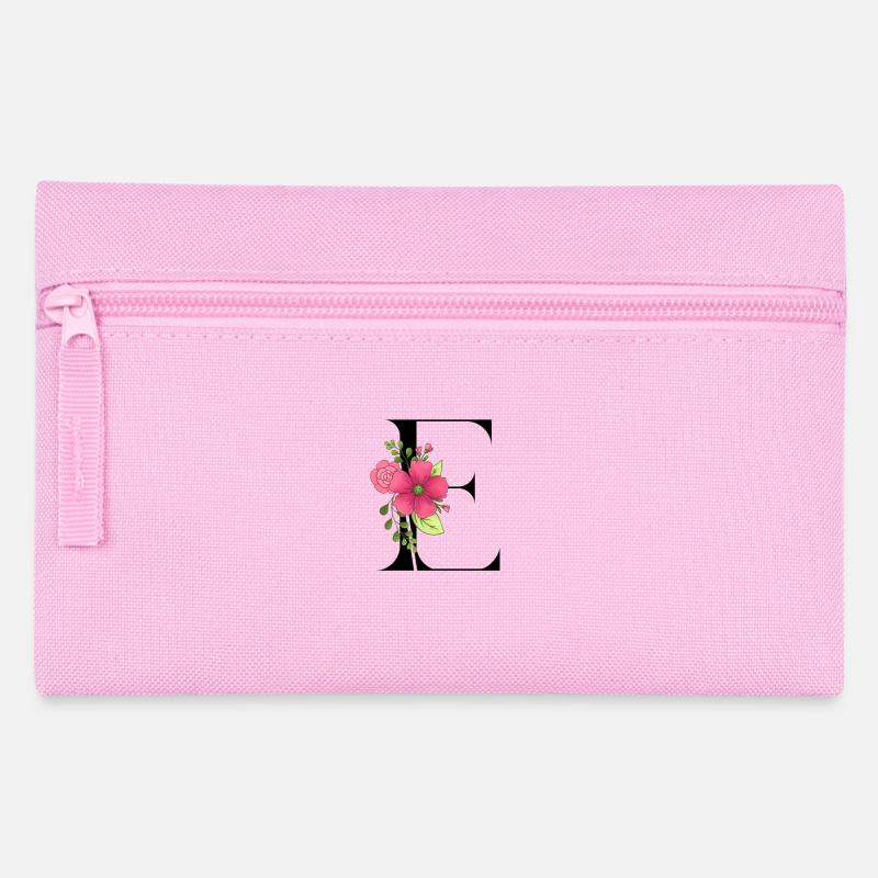 Elégante lettre 'E' avec des fleurs - Trousse - rose