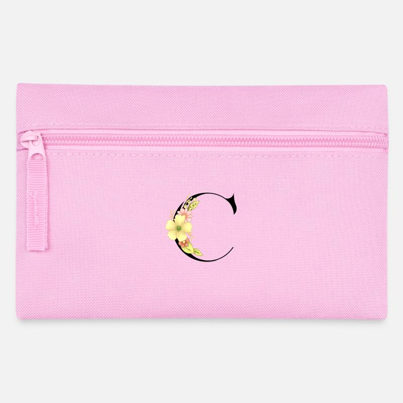 Eleganter Buchstabe 'C' mit Blumen - Federtasche - Rosa