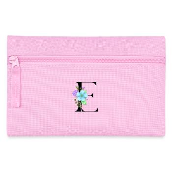 Elégante lettre 'E' avec des fleurs - Trousse - rose - Devant