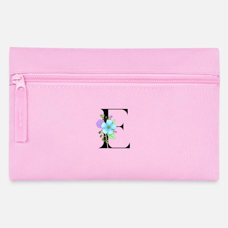 Elégante lettre 'E' avec des fleurs - Trousse - rose
