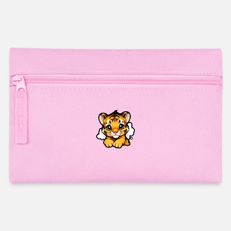 Playful Tiger Cub in a Cloud Dreamscape - Pencil Case - pink