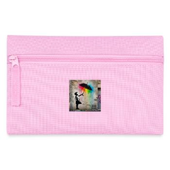 Kein Banksy - Regen unter dem Schirm - Federtasche - Rosa - Vorne