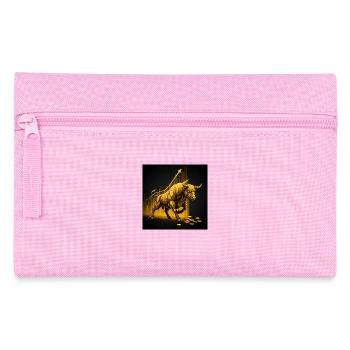Goldener Bulle - Erfolg, Reichtum, Geld, Börse - Federtasche - Rosa - Vorne