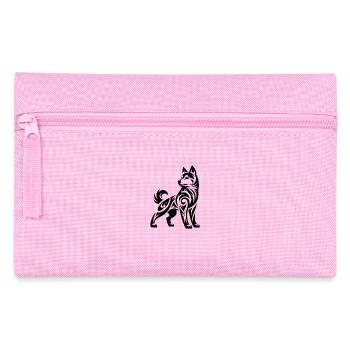 Schattierte Tribal Linienkunst Husky Hund Design - Federtasche - Rosa - Vorne