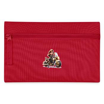 Prinzessin auf Motorrad - Federtasche - Rot - Vorne