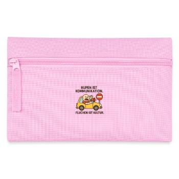 Autofahrer Cartoon Shirt – Fluchen ist Kultur - Federtasche - Rosa - Vorne