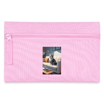 Cat on sofa - Pencil Case - pink - Front