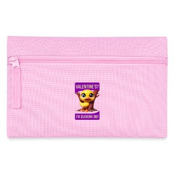 Whimsical Cartoon Duck Hiding Behind Tree valentin - Pencil Case - pink - Front