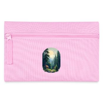 Verpixelte Hütte im Wald - Federtasche - Rosa - Vorne