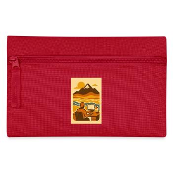 Work & Waves – Retro Mountain Office Art - Federtasche - Rot - Vorne