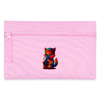 WPAP Polygon Kawaii Stil Tiere Baby Fuchs Fotograf - Federtasche - Rosa - Vorne