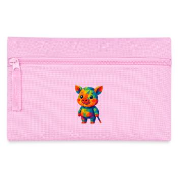 WPAP Polygon Kawaii Stil Tiere Baby Schwein - Federtasche - Rosa - Vorne