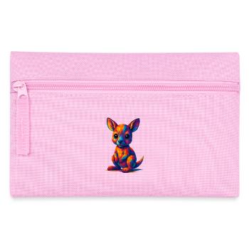 WPAP Polygon Kawaii Style Baby Kangaroo - Pencil Case - pink - Front