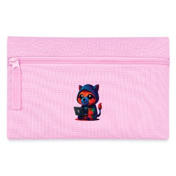 WPAP Polygon Kawaii Stil Tiere Baby Waschbär - Federtasche - Rosa - Vorne