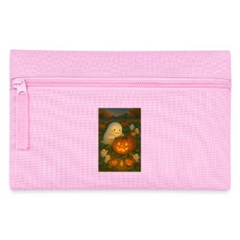 Gemütlicher Halloween Geist Schnitzen Kürbis - Federtasche - Rosa - Vorne
