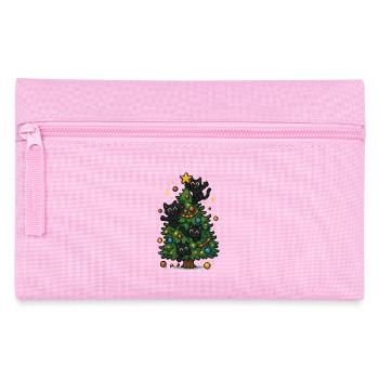 Weihnachtsbaum mit frechen Katzen - Federtasche - Rosa - Vorne