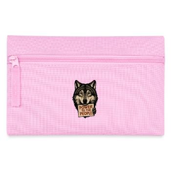 Wolfsymbol: Kraft dem Volk - Federtasche - Rosa - Vorne
