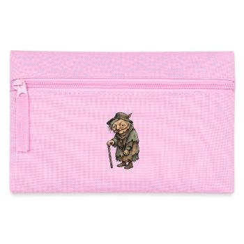 Alte Hexe mit Krücke | Oma - Federtasche - Rosa - Vorne
