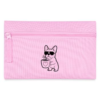 Frenchie Hund Kaffee Outline - Federtasche - Rosa - Vorne