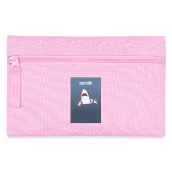 This Is Fine Funny Shark Humor Saying - Pencil Case - pink - Front