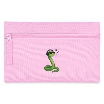 Snake Headphones Music Vibe Illustration Art - Pencil Case - pink - Front