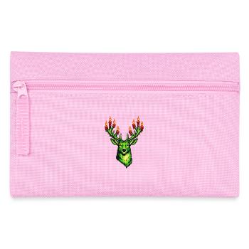 grüner Weihnachtshirsch mit Kerzen . KI generiert - Federtasche - Rosa - Vorne