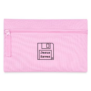 Jesus Saves - Floppy Disk - Pencil Case - pink - Front