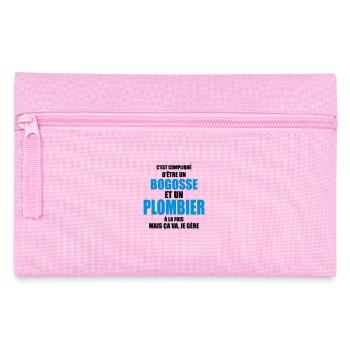 c'est compliqué d'être un bogosse et un plombier - Trousse - rose - Devant