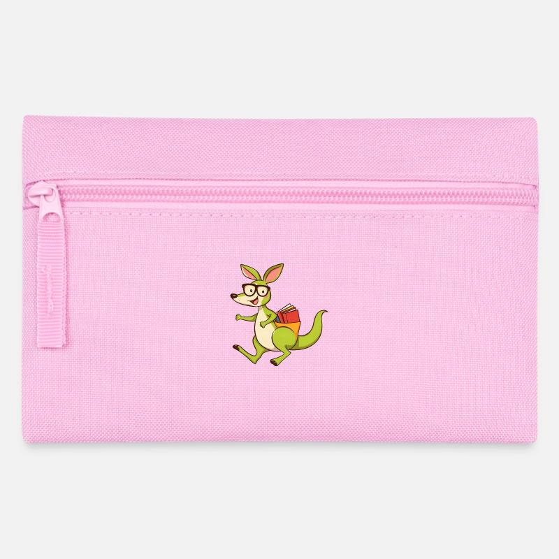 Cute Kangaroo Reading Book with Glasses - Pencil Case - pink