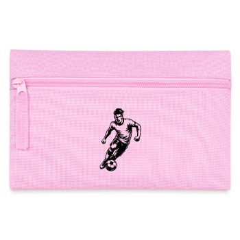 Schneller Fussballspieler mit Ball im Angriff - Federtasche - Rosa - Vorne