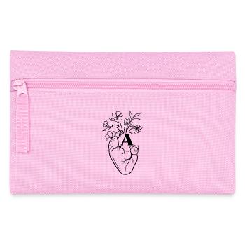 Lettre a cœur anatomie floral noir - Trousse - rose - Devant