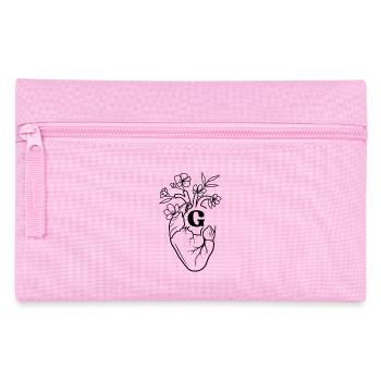 Lettre g cœur anatomie floral noir - Trousse - rose - Devant