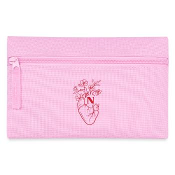 Lettre n cœur anatomie floral noir - Trousse - rose - Devant