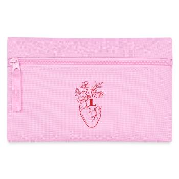 Lettre l cœur anatomie floral noir - Trousse - rose - Devant