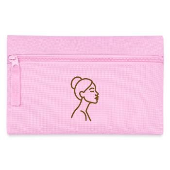 Afro Frau Line Art – Minimalistische One-Line - Federtasche - Rosa - Vorne