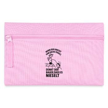 Farmer Servant Roof Peeing Peeing Funny Saying - Pencil Case - pink - Front