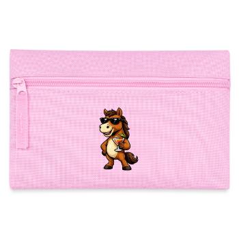 Sommerspaß Pferd mit Cocktail - Federtasche - Rosa - Vorne