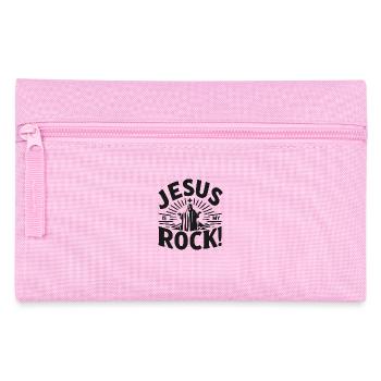 Jesus ist mein Fels in der Brandung - Federtasche - Rosa - Vorne