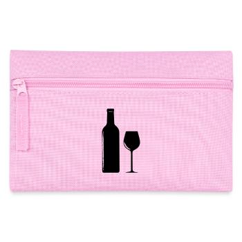 Wein Weinflasche Weinglas - Federtasche - Rosa - Vorne